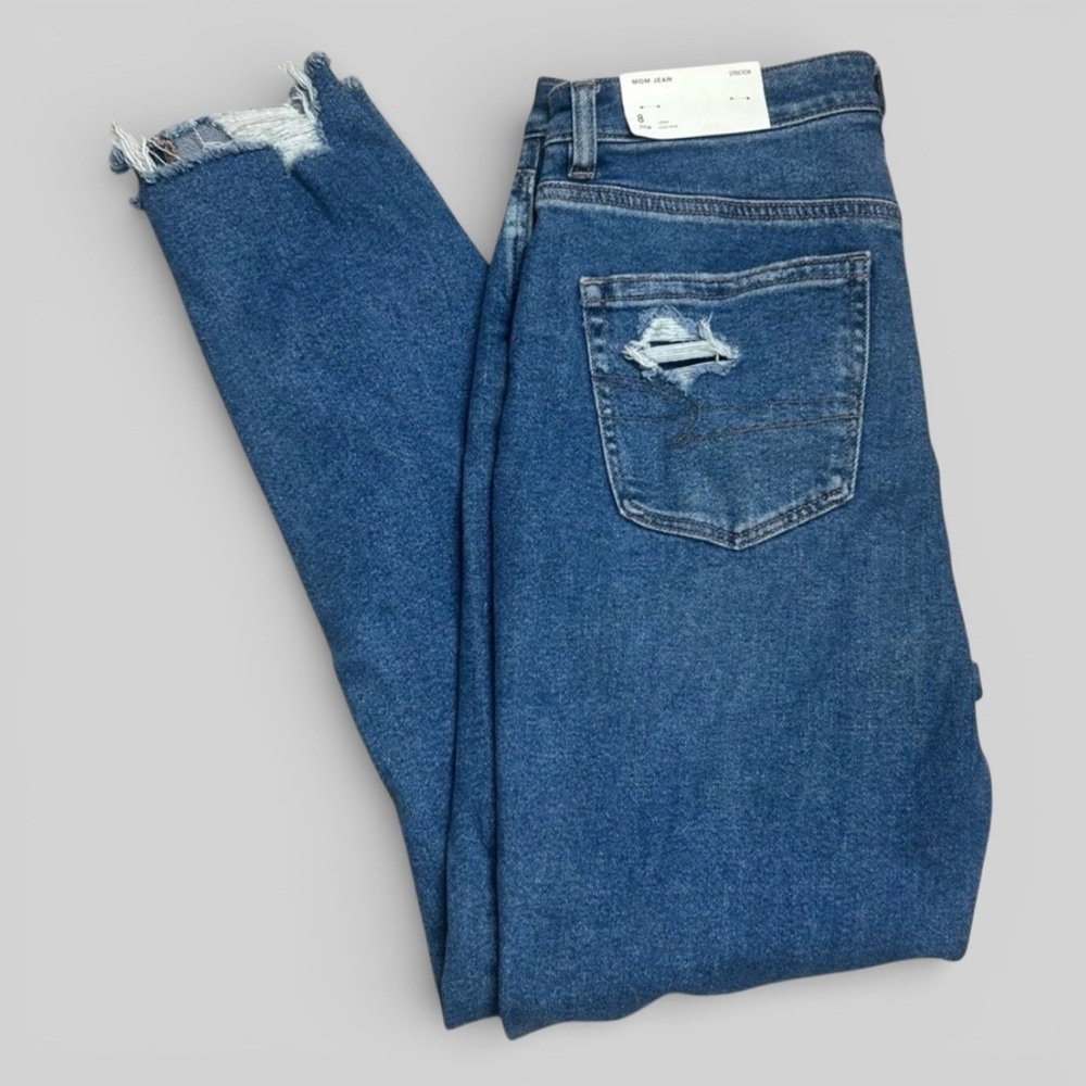 AEO American Eagle High Rise Mom Jean Size 8 Long NWT - Picture 4 of 10